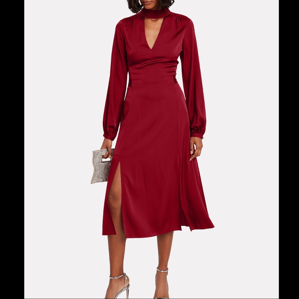 Intermix Red Silk Victoria Dress in Rust